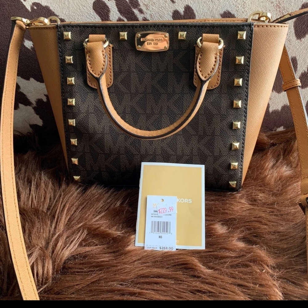 Michael Kors sandrine studded crossbody satchel
